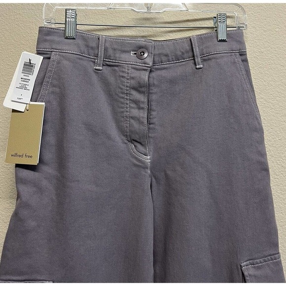 Aritzia Wilfred Free Modern Cargo Pant GD Purple Button Fly Size 4 NEW - Picture 3 of 12